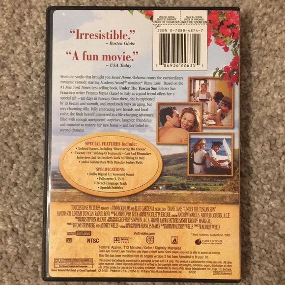 UNDER THE TUSCAN SUN DVD - Diane Lane - So good!!! - Picture 2 of 10